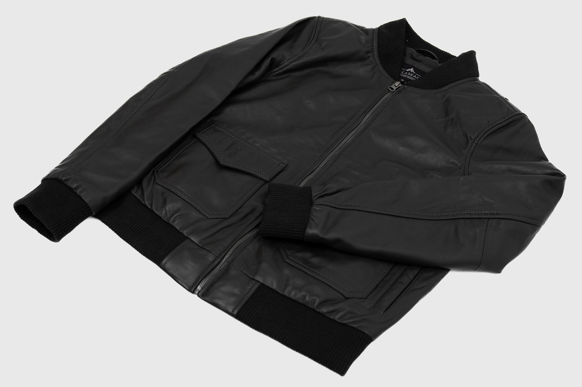 Chloe Black Leather Bomber Jacket For Women